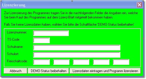 Lizenzeingabe